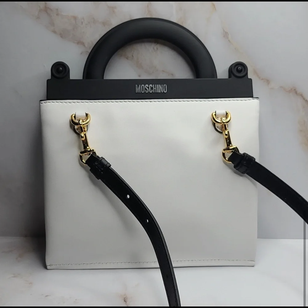 Moschino top handle mini shopper crossbody bag, belt bag or tote white. NEW! - Picture 3 of 8